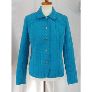 Briggs NY Women's Blue Quilted Snap Lightweight Jacket Size 8 Print Lining
